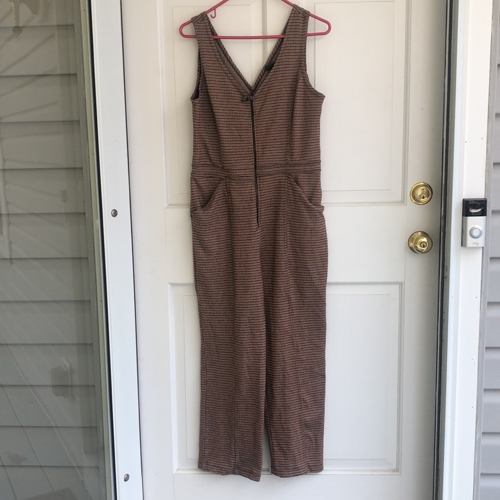5 for $20! Retro trendy plaid jumpsuit Zip up wide leg